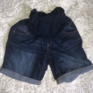 Indigo blue maternity shorts